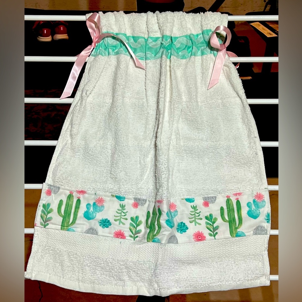 Cactus Kitchen towel. Handmade
